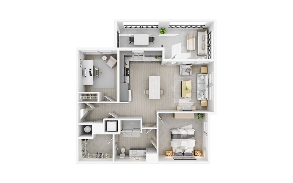 A10 - 1 bedroom floorplan layout with 1 bath and 910 square feet.