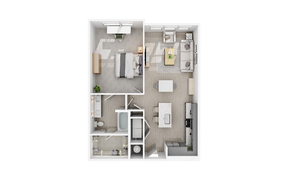 A9 - 1 bedroom floorplan layout with 1 bath and 854 square feet.